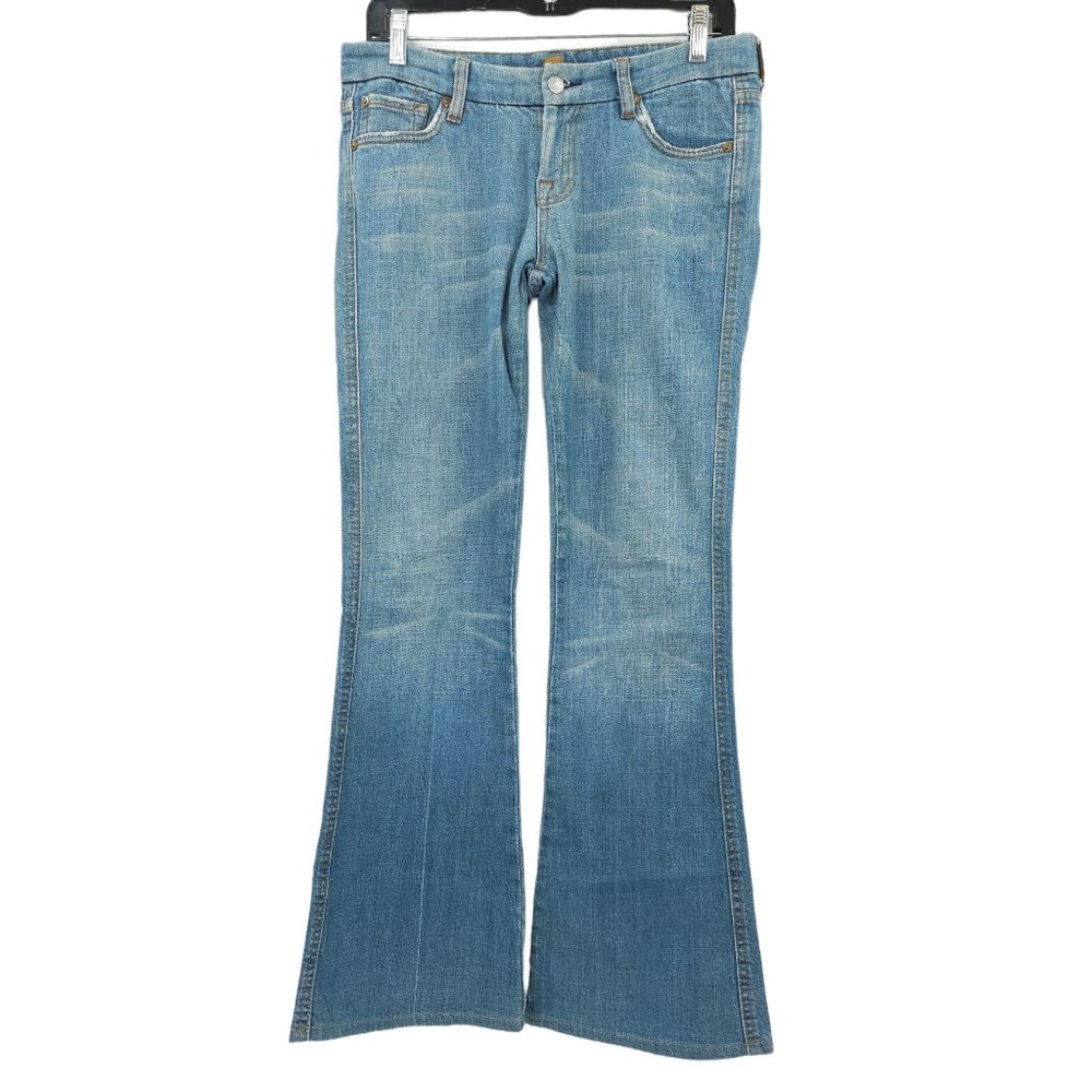 7 For All Mankind Jeans Flare A-Pocket Size 26 Low Rise Y2K Light Wash 7FAMK